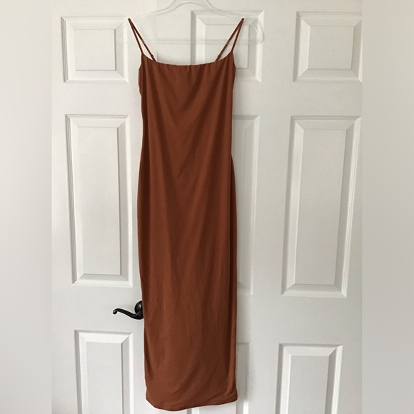 SKIMS Fits Everybody Long Slip Dress | Bronze - Picture 11 of 16